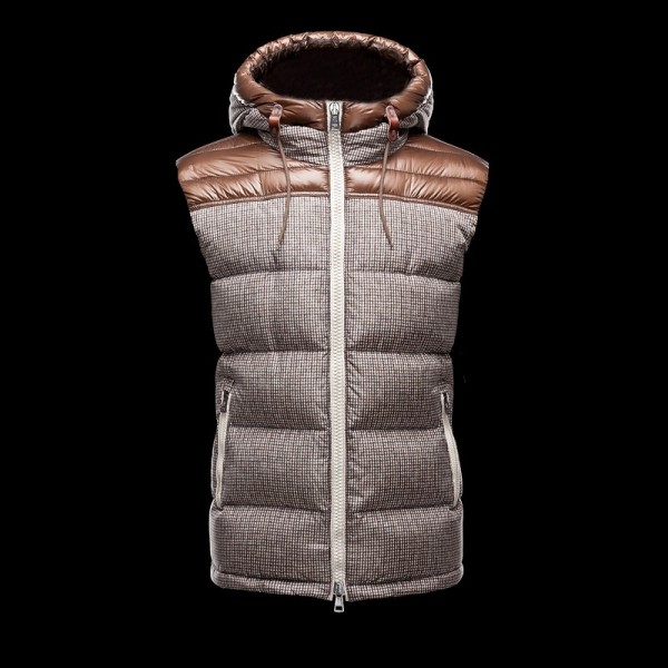 Moncler Moda Claret e Grigio Zipper senza maniche Uomo Gilet uscita